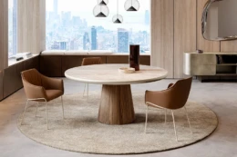 laud Teo tool Era valgusti Cherry mix Camel Mööbel Sisustussalong - Eforma - Table Teo, chair Era, lamp Cherry mix